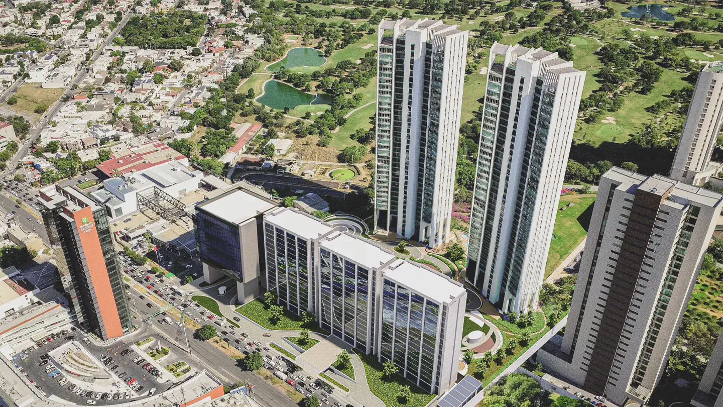 Vista aérea de desarrollo inmobiliario